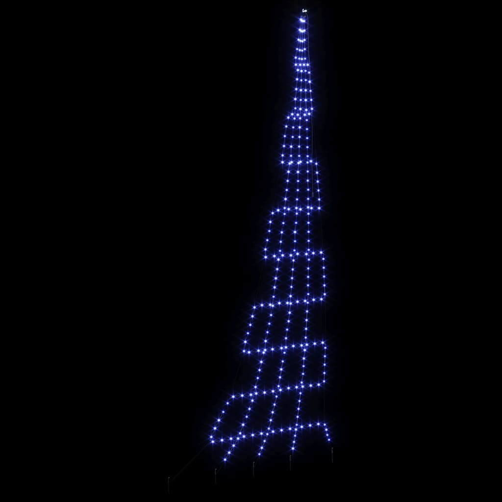 vidaXL LED Christmas Tree with Ground Spikes Blue 511 cm Metal