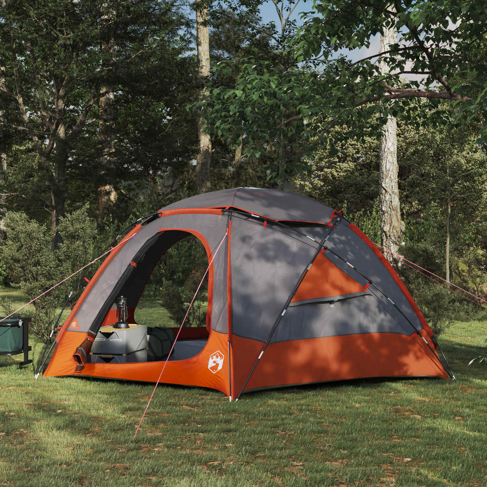 vidaXL Dome Tent with Removable Rainfly 4-Person Grey and Orange