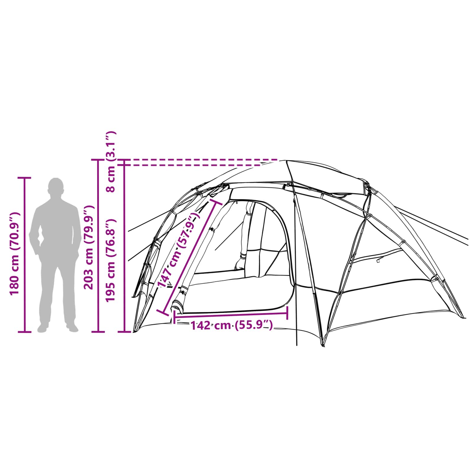 vidaXL Dome Tent with Removable Rainfly 8-Person Blue