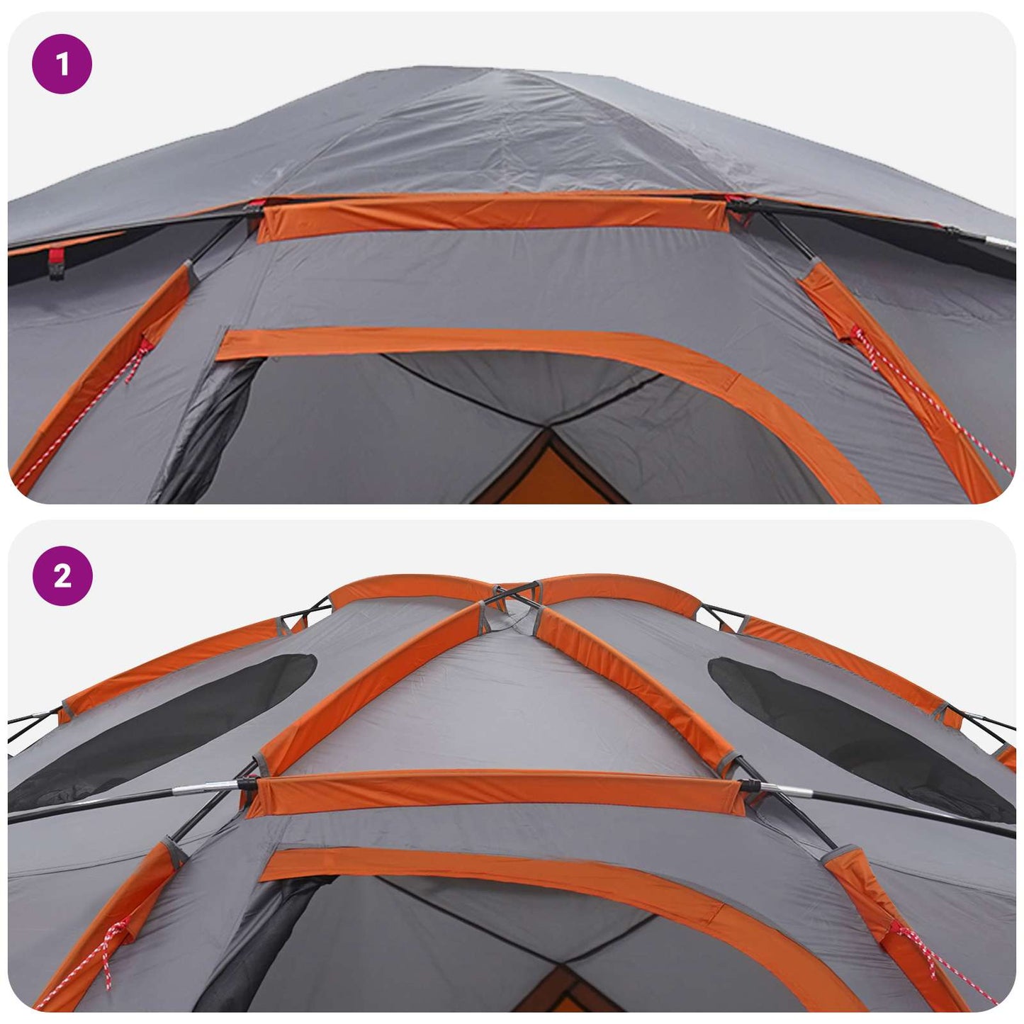 vidaXL Dome Tent with Removable Rainfly 8-Person Grey and Orange