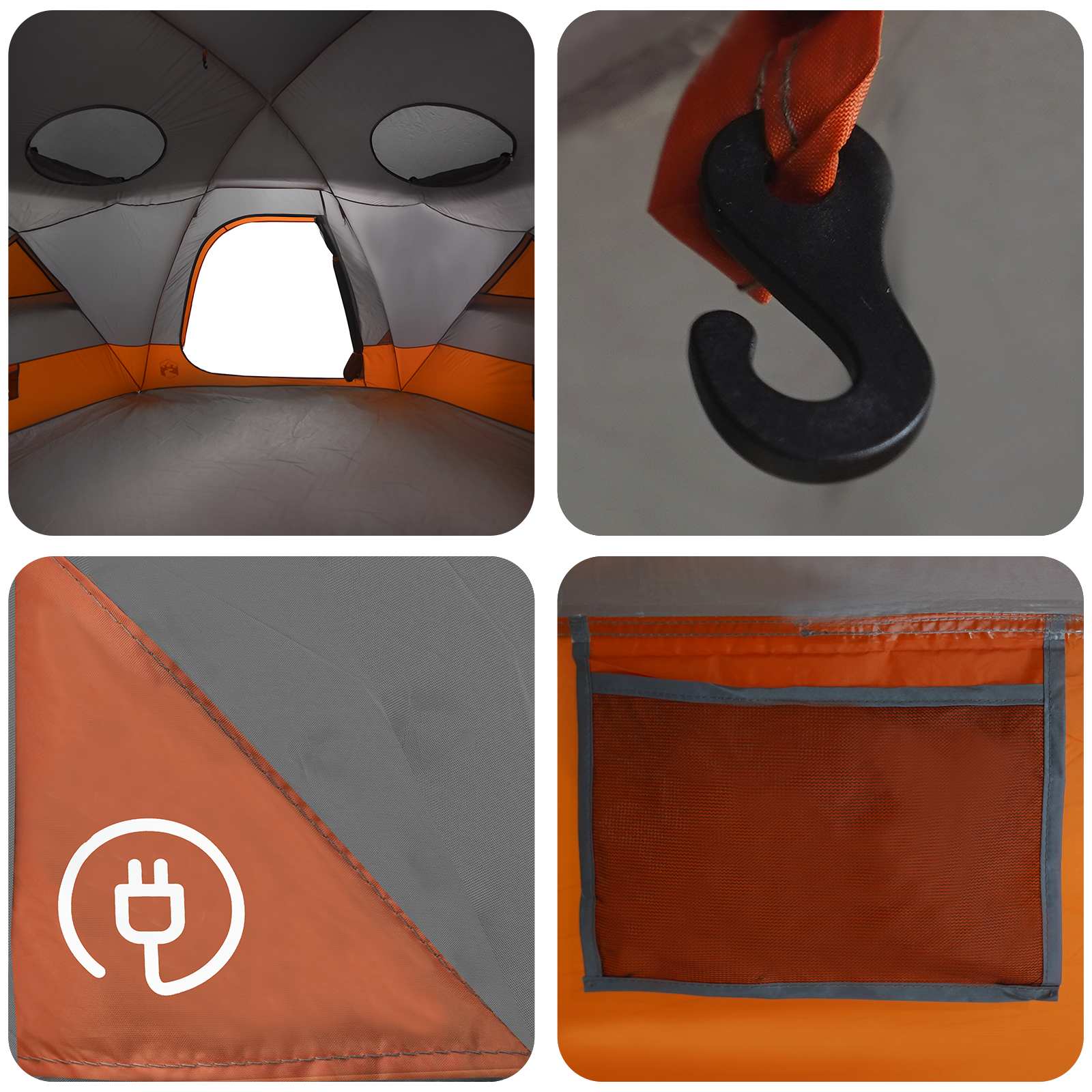 vidaXL Dome Tent with Removable Rainfly 12-Person Grey and Orange