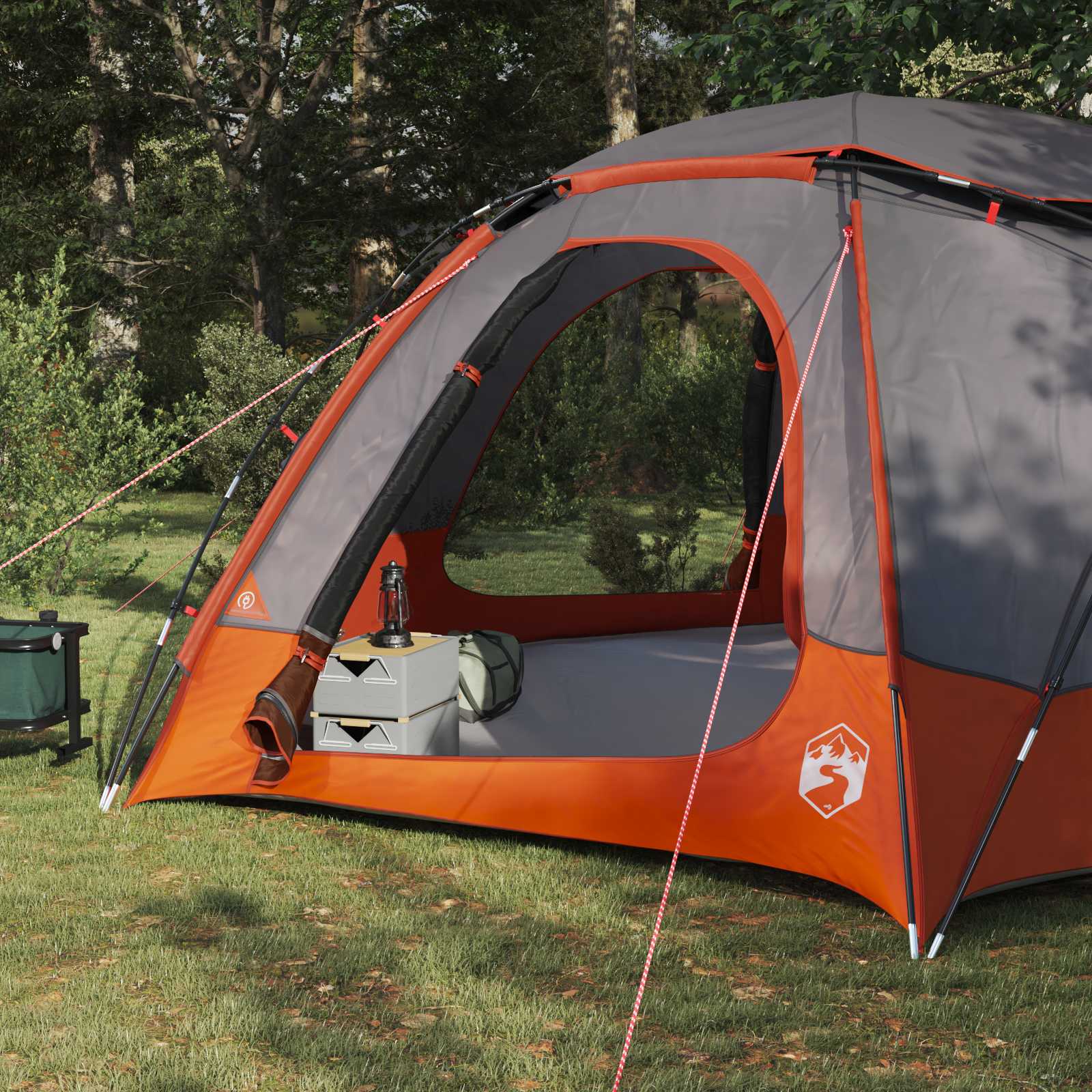 vidaXL Dome Tent with Removable Rainfly 12-Person Grey and Orange
