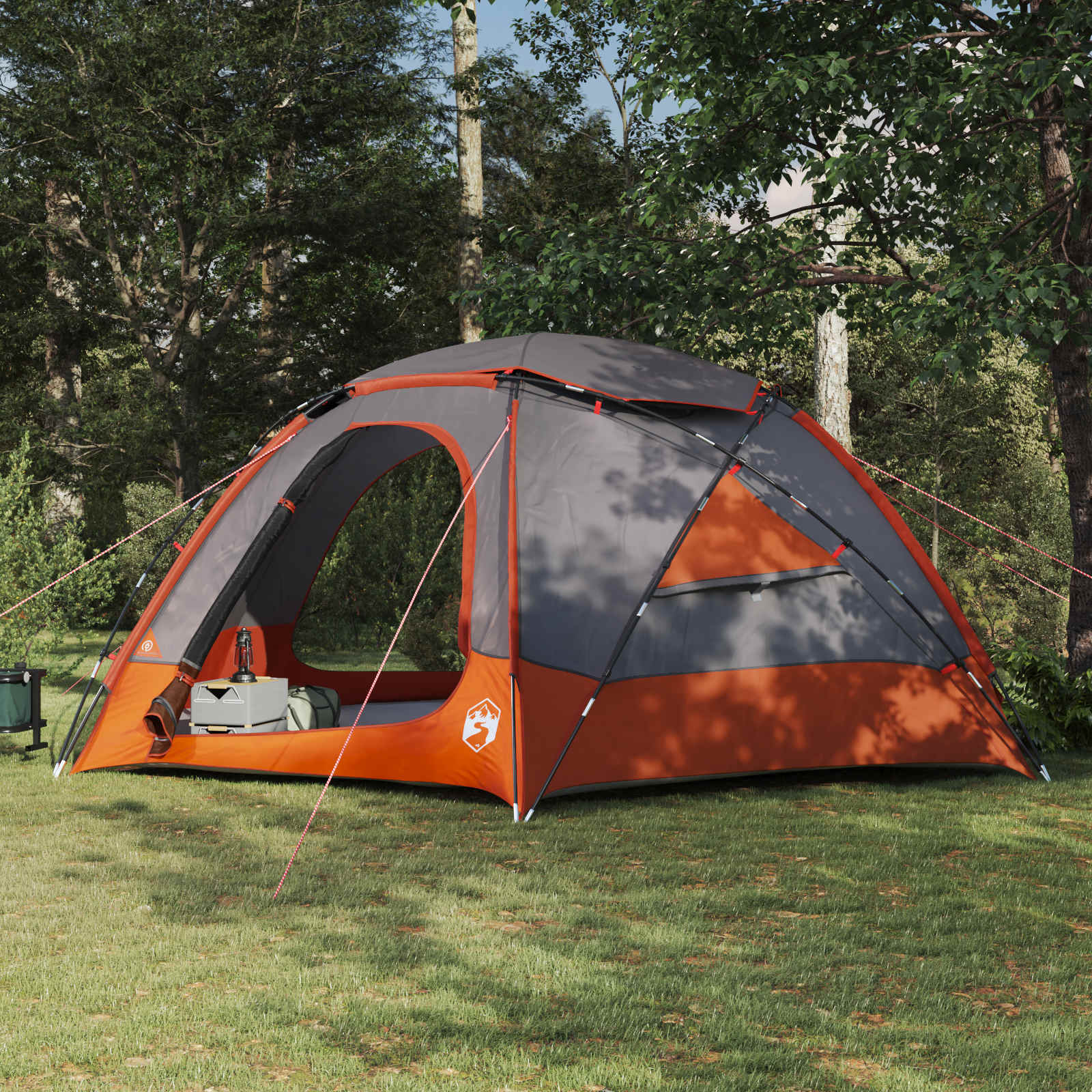vidaXL Dome Tent with Removable Rainfly 12-Person Grey and Orange