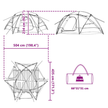 vidaXL Dome Tent with Removable Rainfly 12-Person Grey and Orange