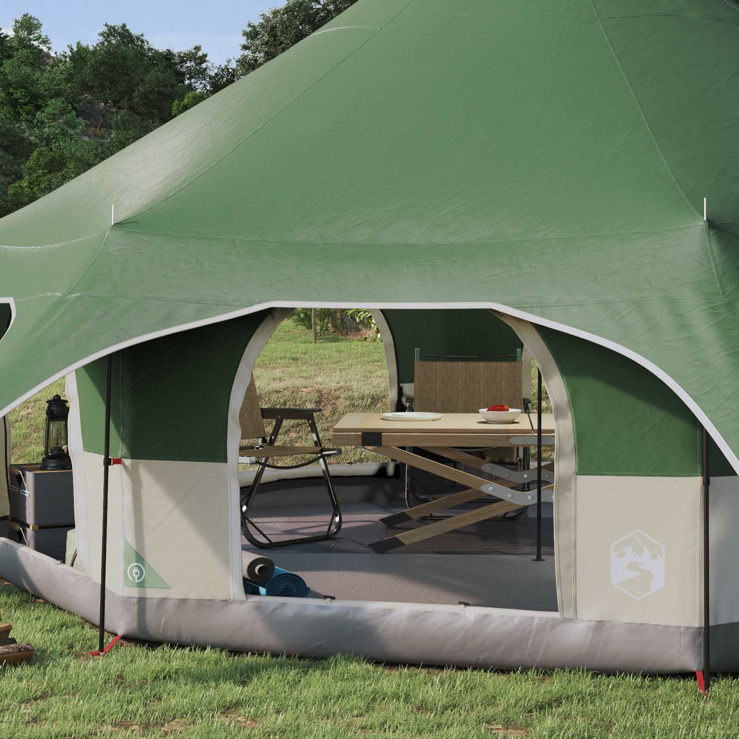 vidaXL Family Tent 10-Person Green 185T Polyester with PU Coating
