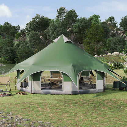 vidaXL Family Tent 10-Person Green 185T Polyester with PU Coating