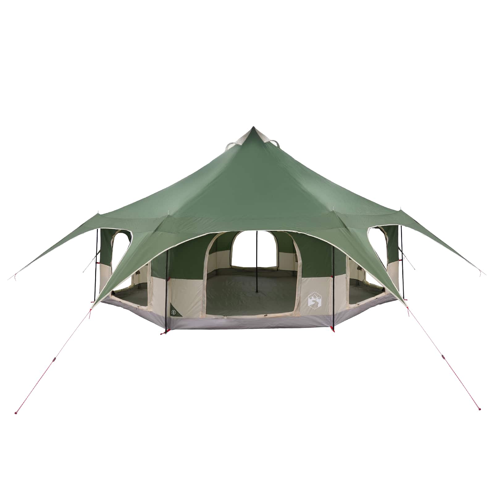 vidaXL Family Tent 10-Person Green 185T Polyester with PU Coating