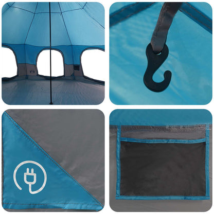 vidaXL Family Tent 10-Person Blue 185T Polyester with PU Coating