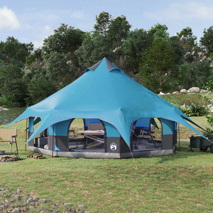 vidaXL Family Tent 10-Person Blue 185T Polyester with PU Coating