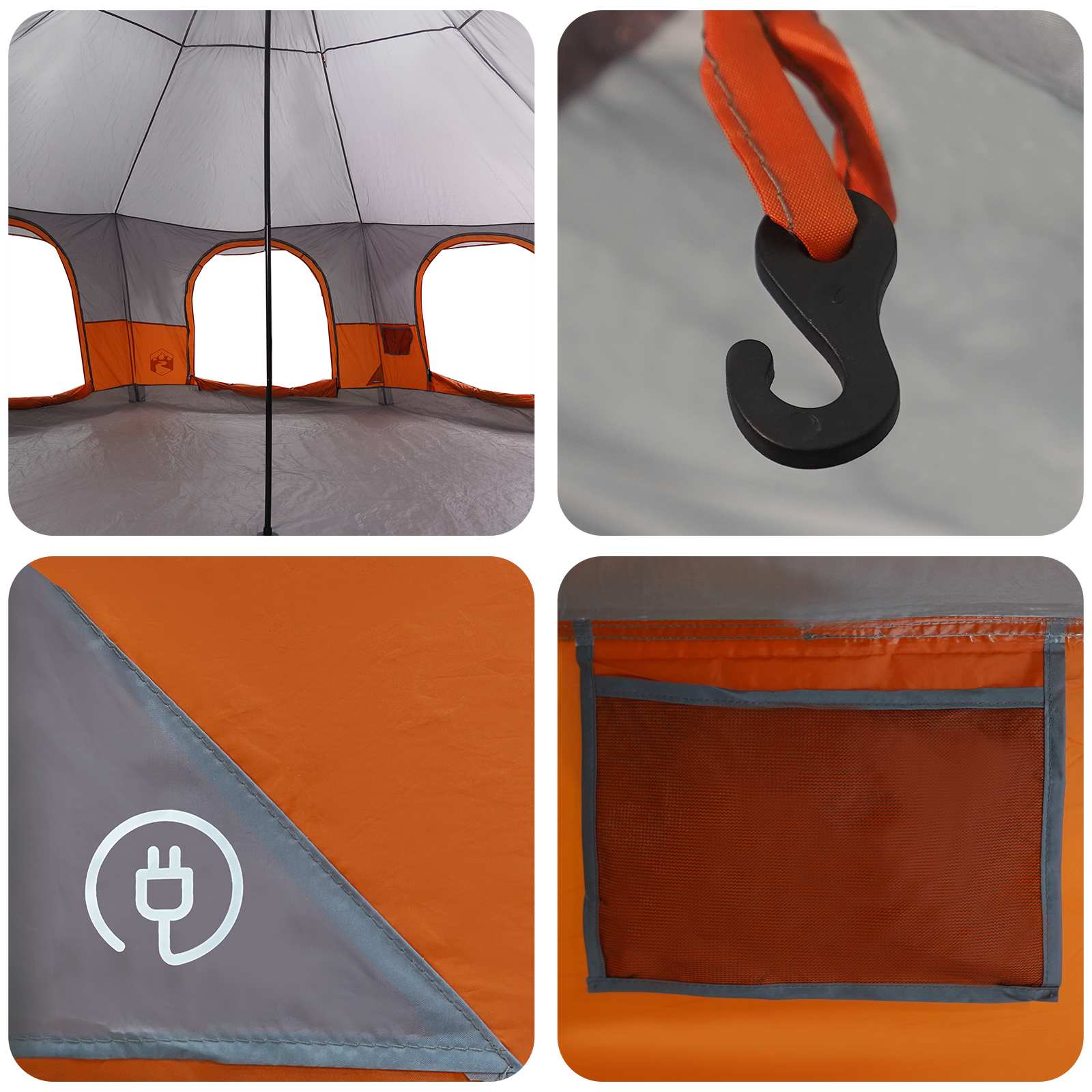 vidaXL Family Tent 10-Person Grey and Orange