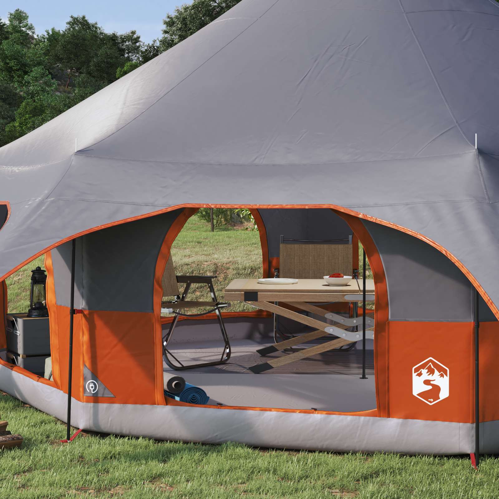 vidaXL Family Tent 10-Person Grey and Orange