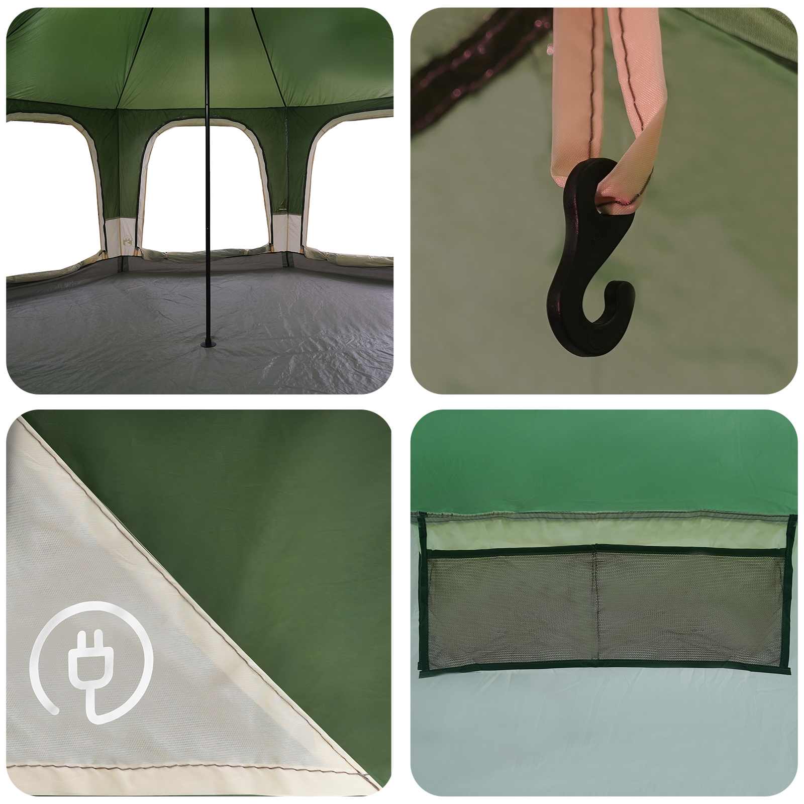 vidaXL Family Tent 5-Person Green 185T Polyester with PU Coating