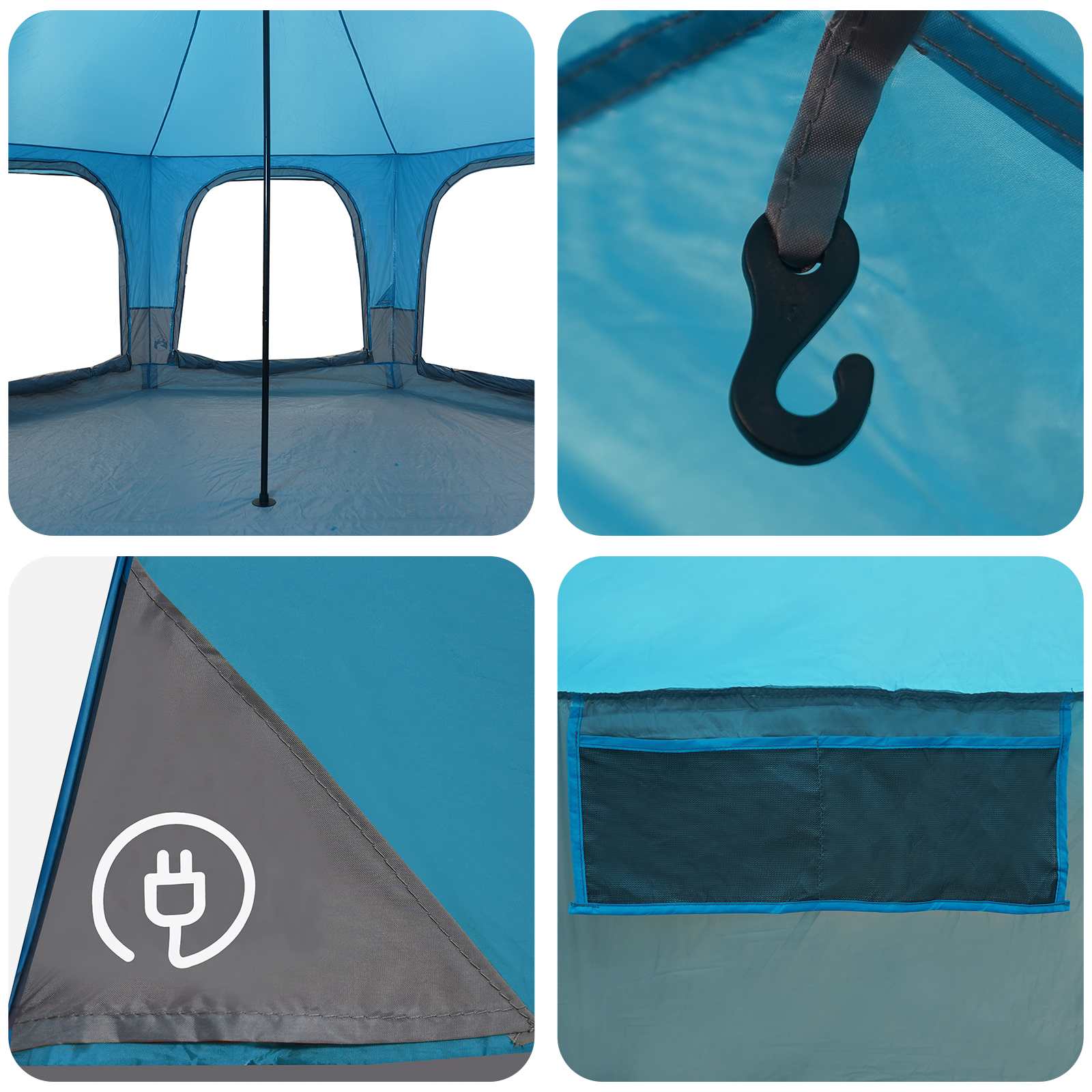 vidaXL Family Tent 5-Person Blue 185T Polyester with PU Coating