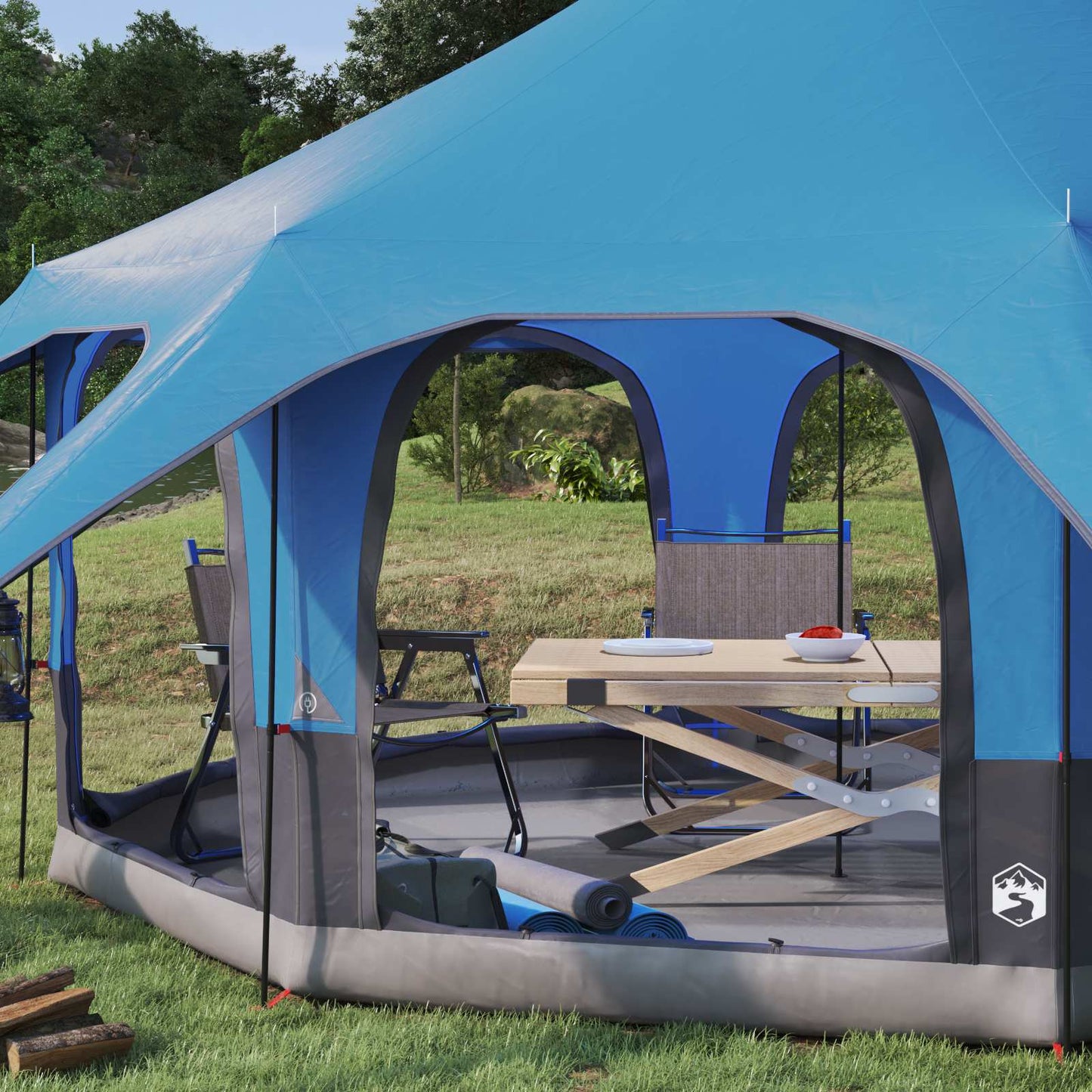 vidaXL Family Tent 5-Person Blue 185T Polyester with PU Coating