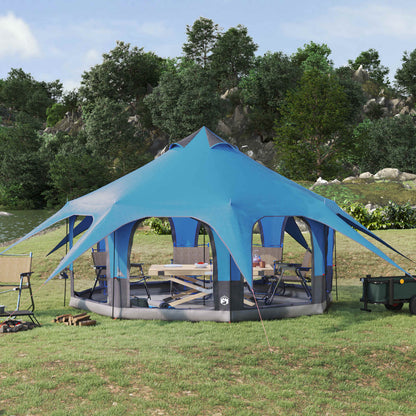 vidaXL Family Tent 5-Person Blue 185T Polyester with PU Coating