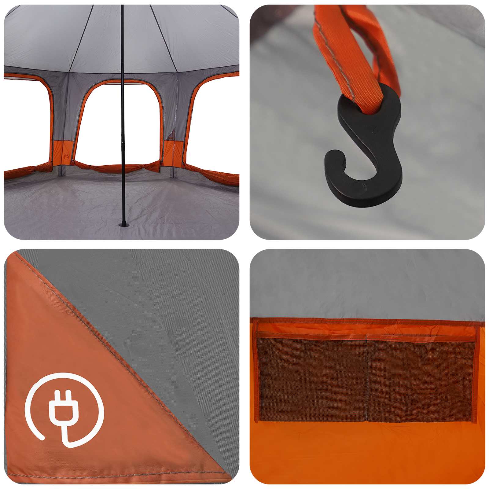 vidaXL Family Tent 5-Person Grey and Orange