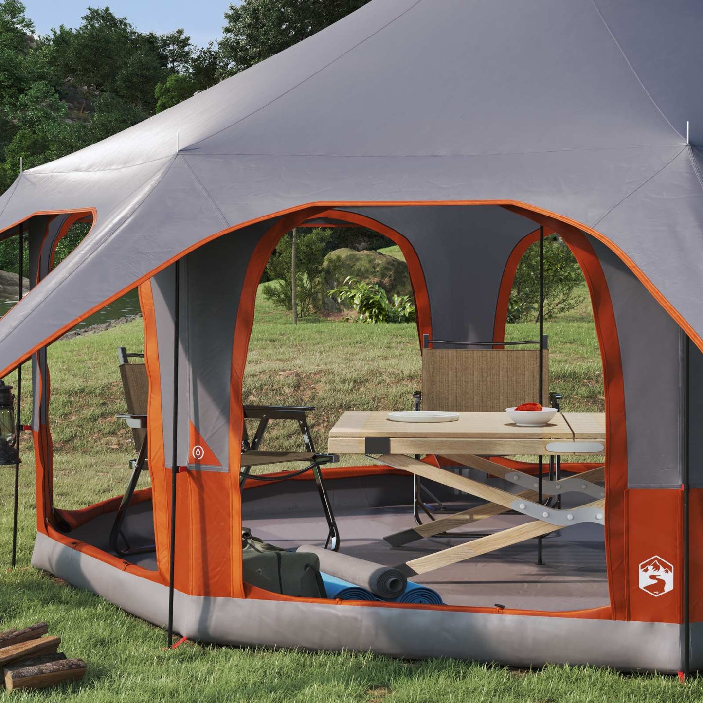 vidaXL Family Tent 5-Person Grey and Orange