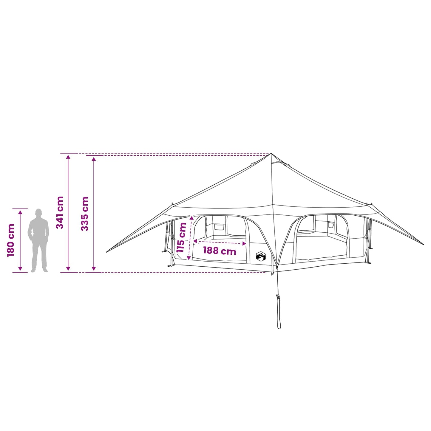 vidaXL Family Tent 18-Person Green 185T Polyester with PU Coating