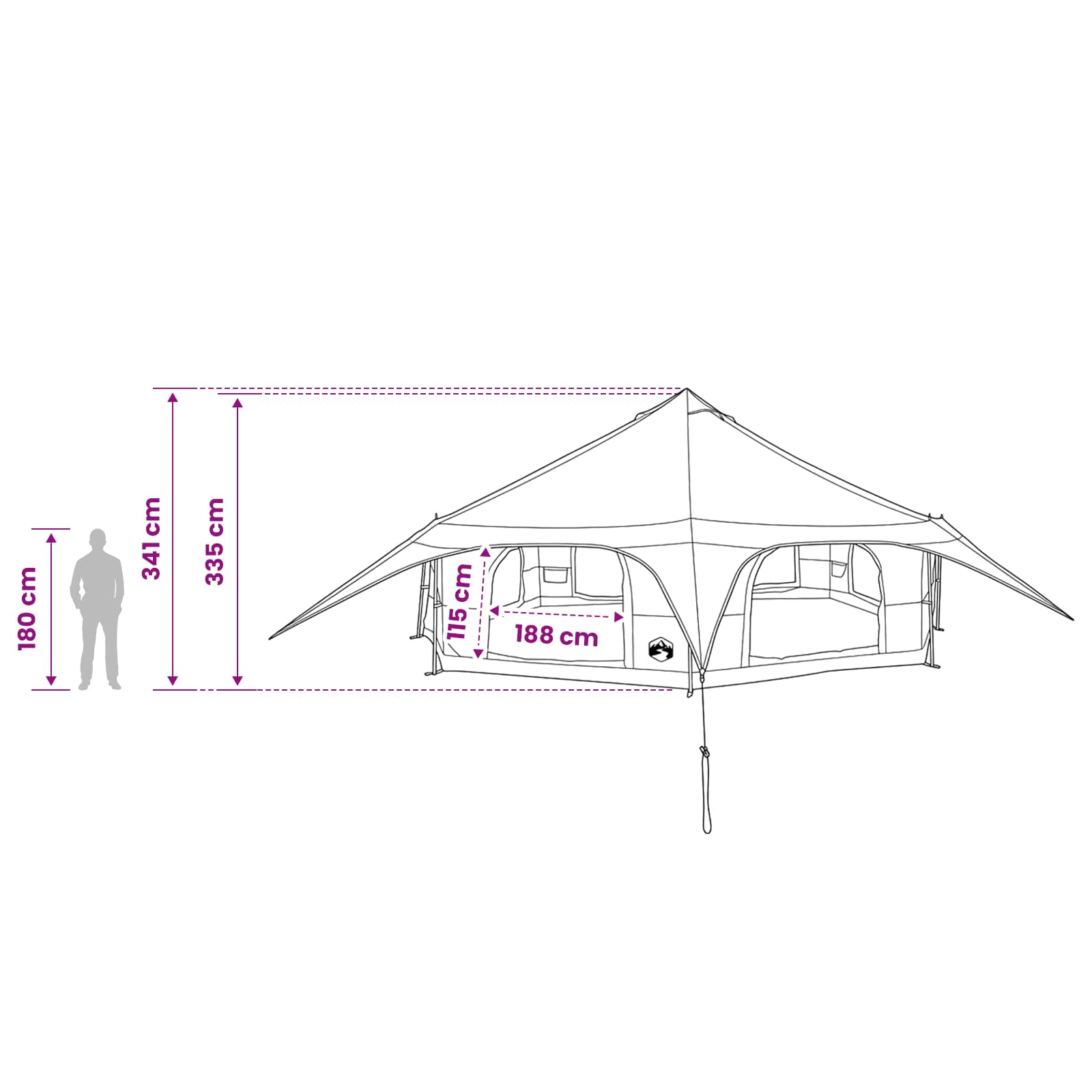 vidaXL Family Tent 18-Person Blue 185T Polyester with PU Coating
