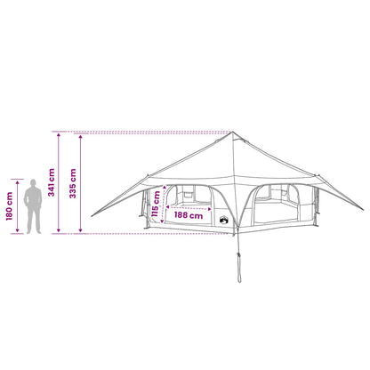 vidaXL Family Tent 18-Person Blue 185T Polyester with PU Coating