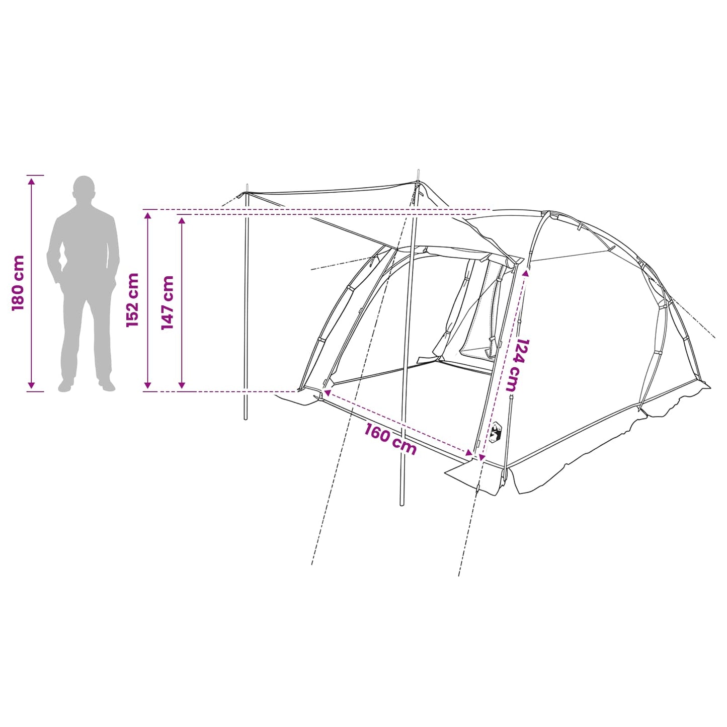 vidaXL Tunnel Tent Green 361 x 235 x 147 cm