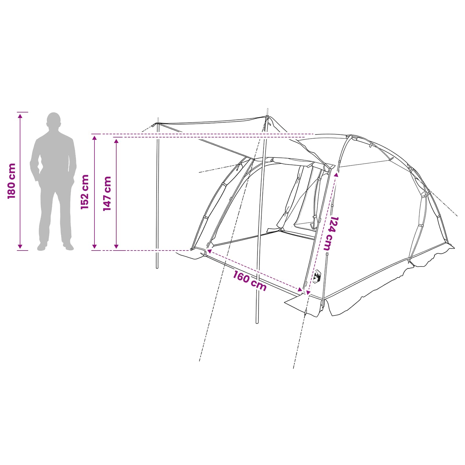 vidaXL Tunnel Tent Green 361 x 235 x 147 cm