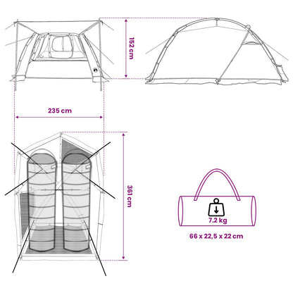 vidaXL Tunnel Tent Green 361 x 235 x 147 cm