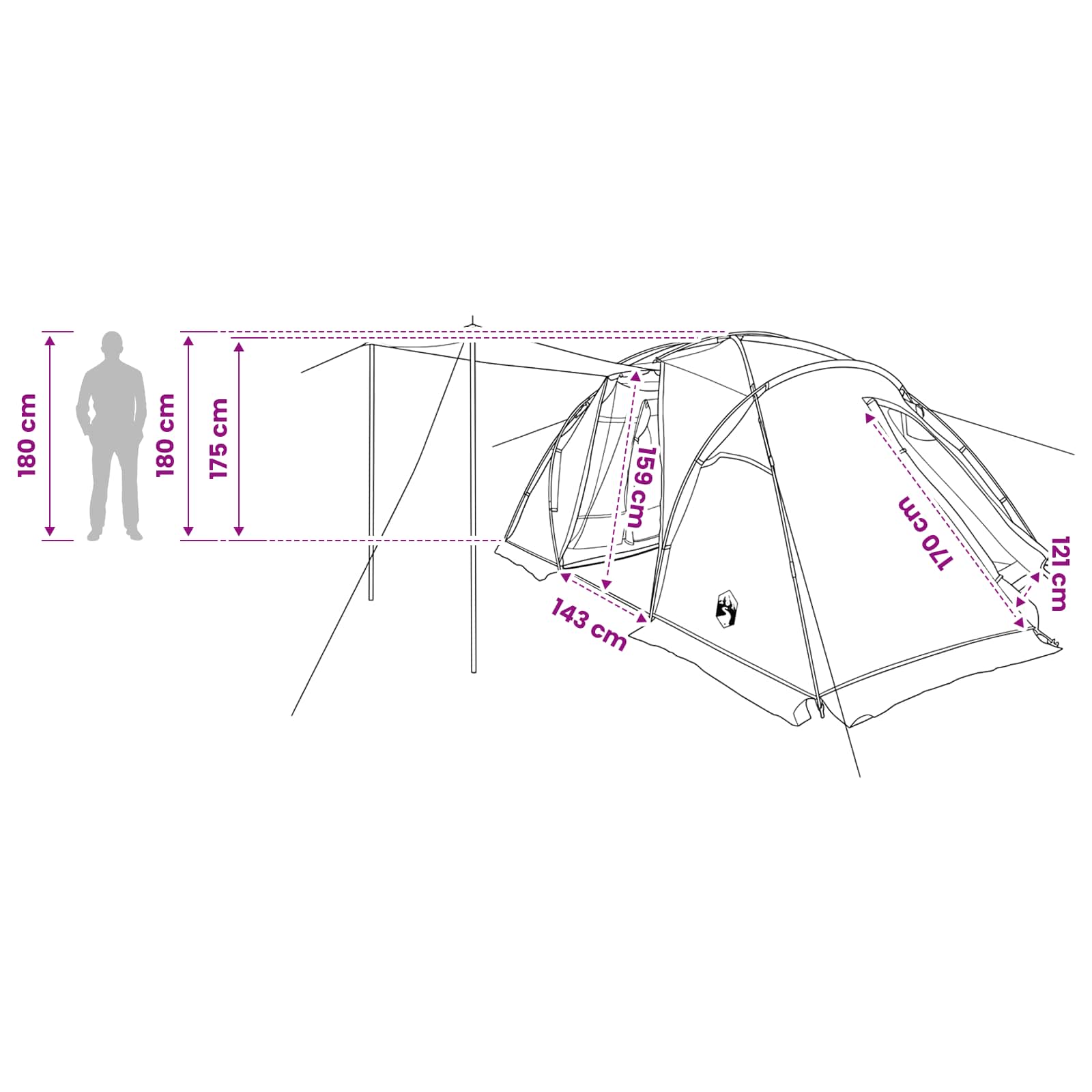 vidaXL Tunnel Tent 520 x 260 x 175 cm Blue