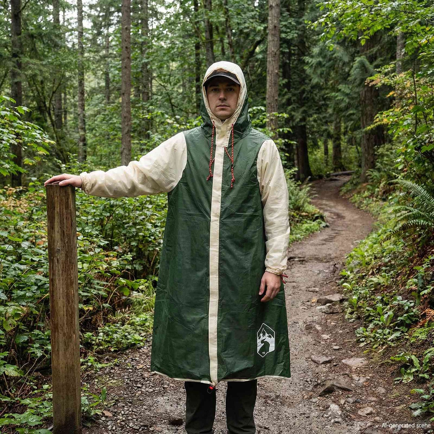 vidaXL 2-in-1 Rain Poncho with Hood 262 x 126 x 130 cm Green