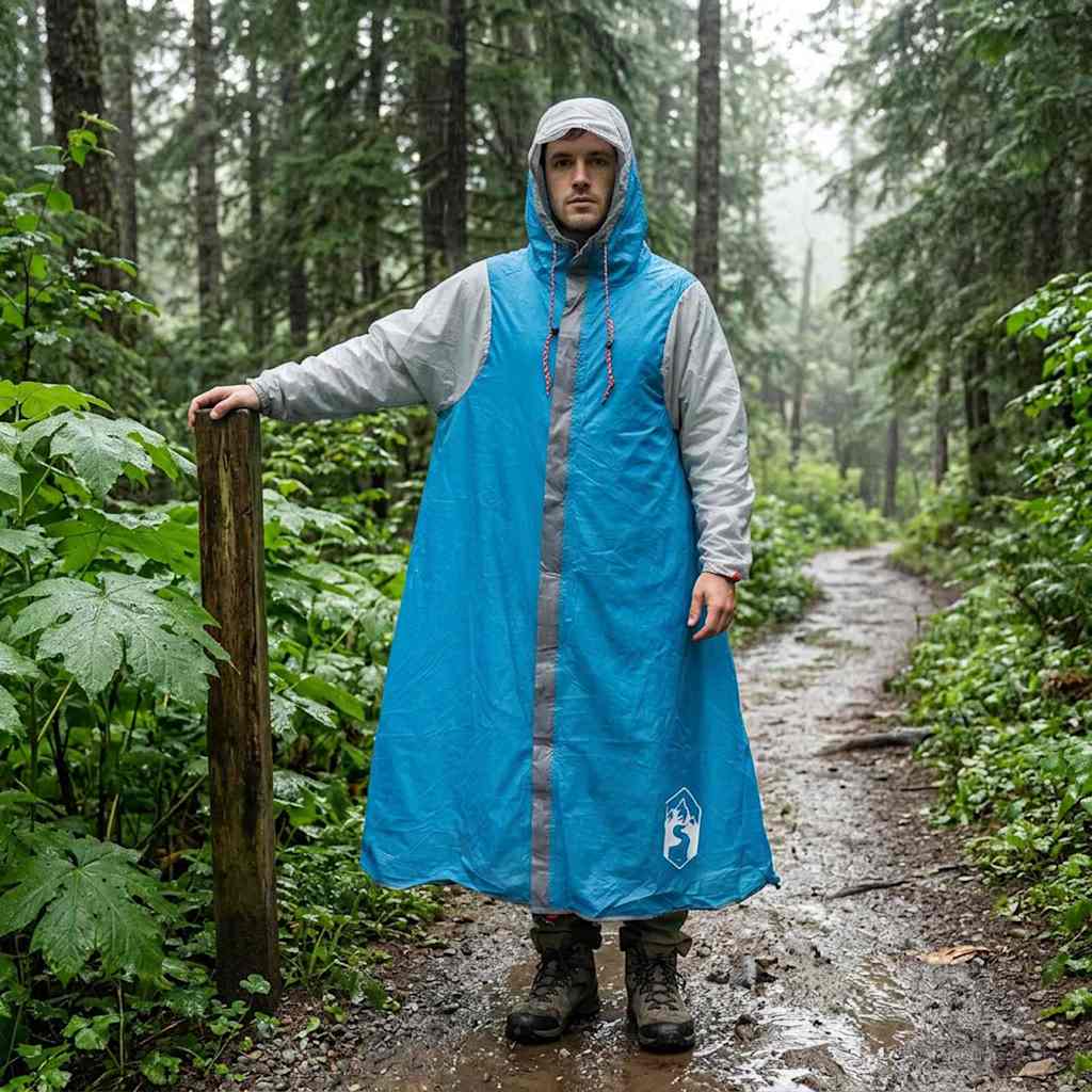 vidaXL 2-in-1 Rain Poncho with Hood 262 x 126 x 130 cm Blue