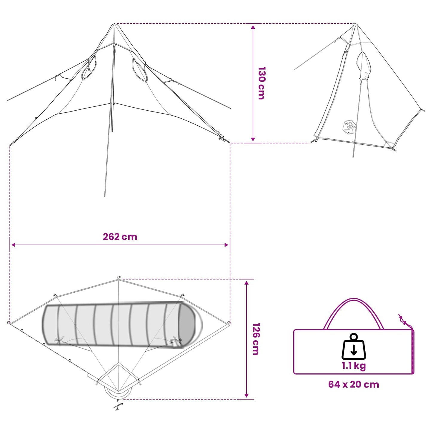 vidaXL 2-in-1 Rain Poncho with Hood 262 x 126 x 130 cm Blue