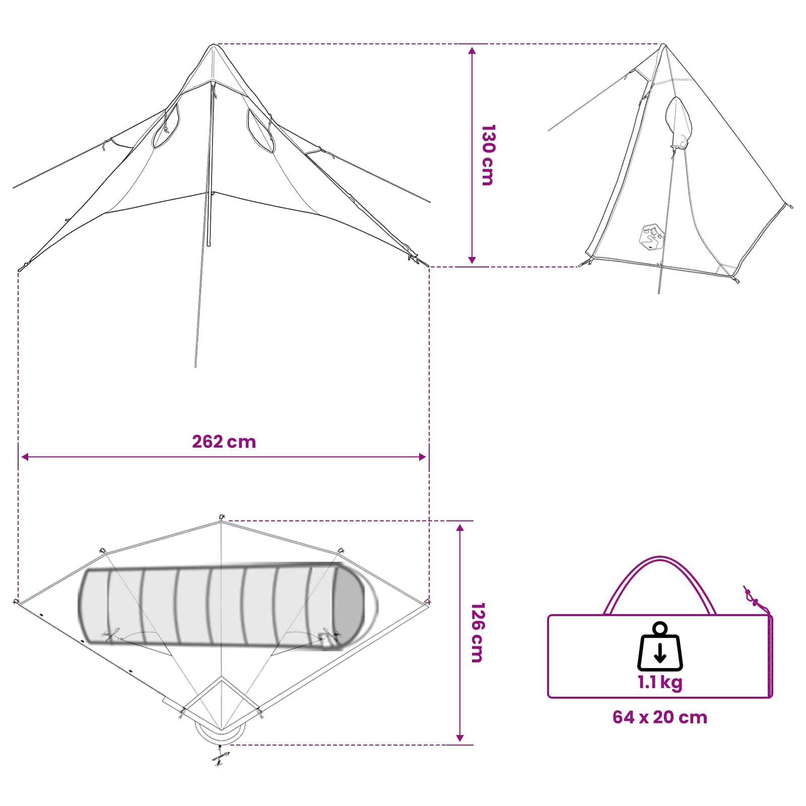 vidaXL 2-in-1 Rain Poncho with Hood 262 x 126 x 130 cm Blue