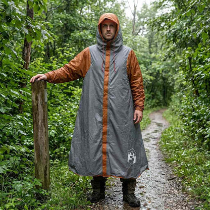 vidaXL 2-in-1 Rain Poncho with Hood 262 x 126 x 130 cm Grey and Orange