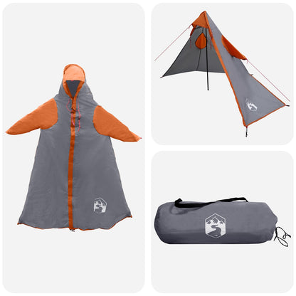 vidaXL 2-in-1 Rain Poncho with Hood 262 x 126 x 130 cm Grey and Orange