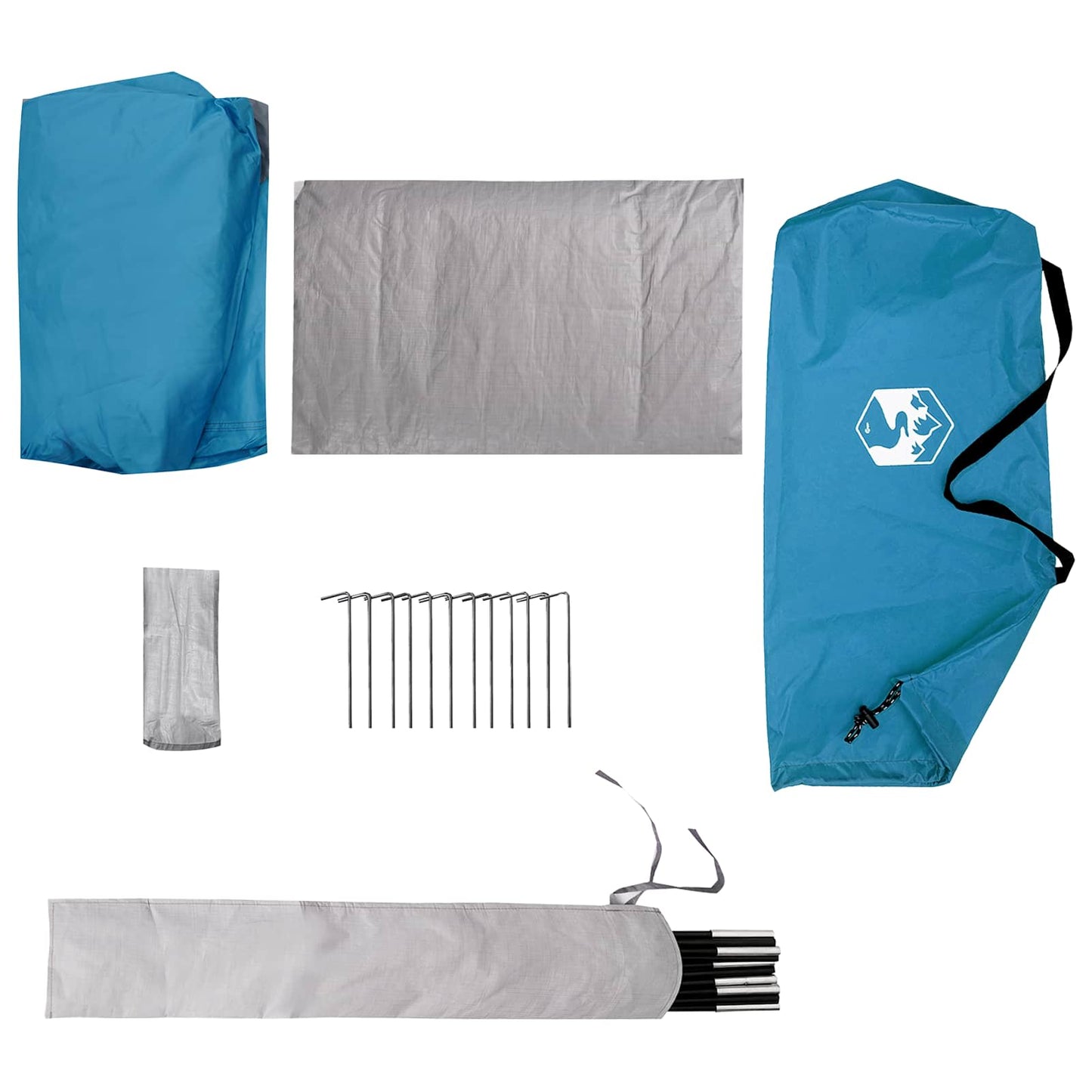vidaXL Backpacking Tent 2-Person Blue 185T Polyester with PU Coating