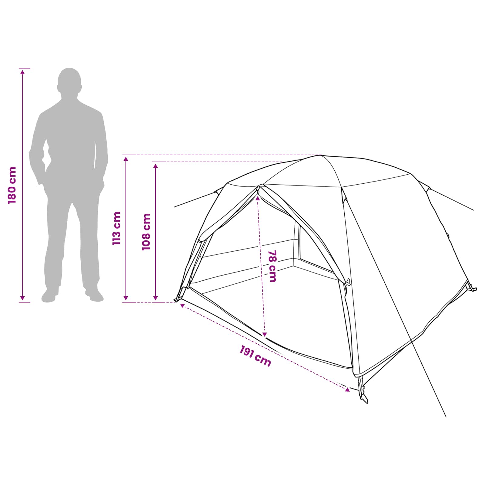 vidaXL Backpacking Tent 2-Person Grey and Orange