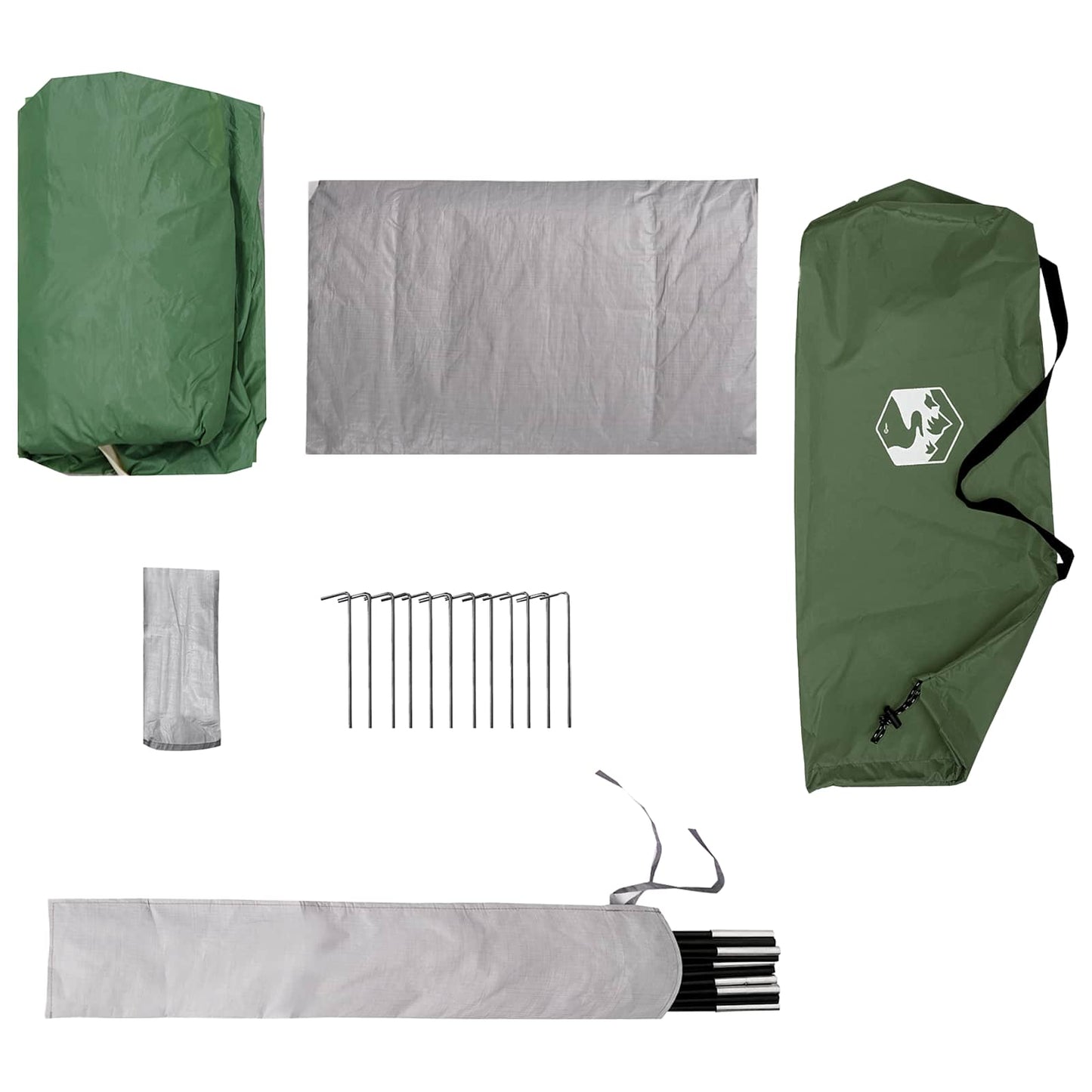 vidaXL Backpacking Tent 4-Person Green 185T Polyester with PU Coating