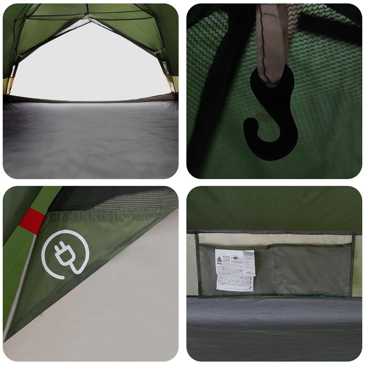 vidaXL Backpacking Tent 4-Person Green 185T Polyester with PU Coating