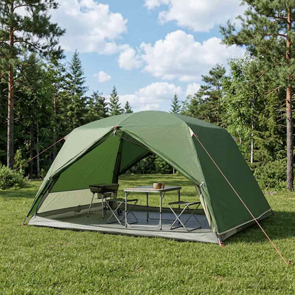 vidaXL Backpacking Tent 4-Person Green 185T Polyester with PU Coating