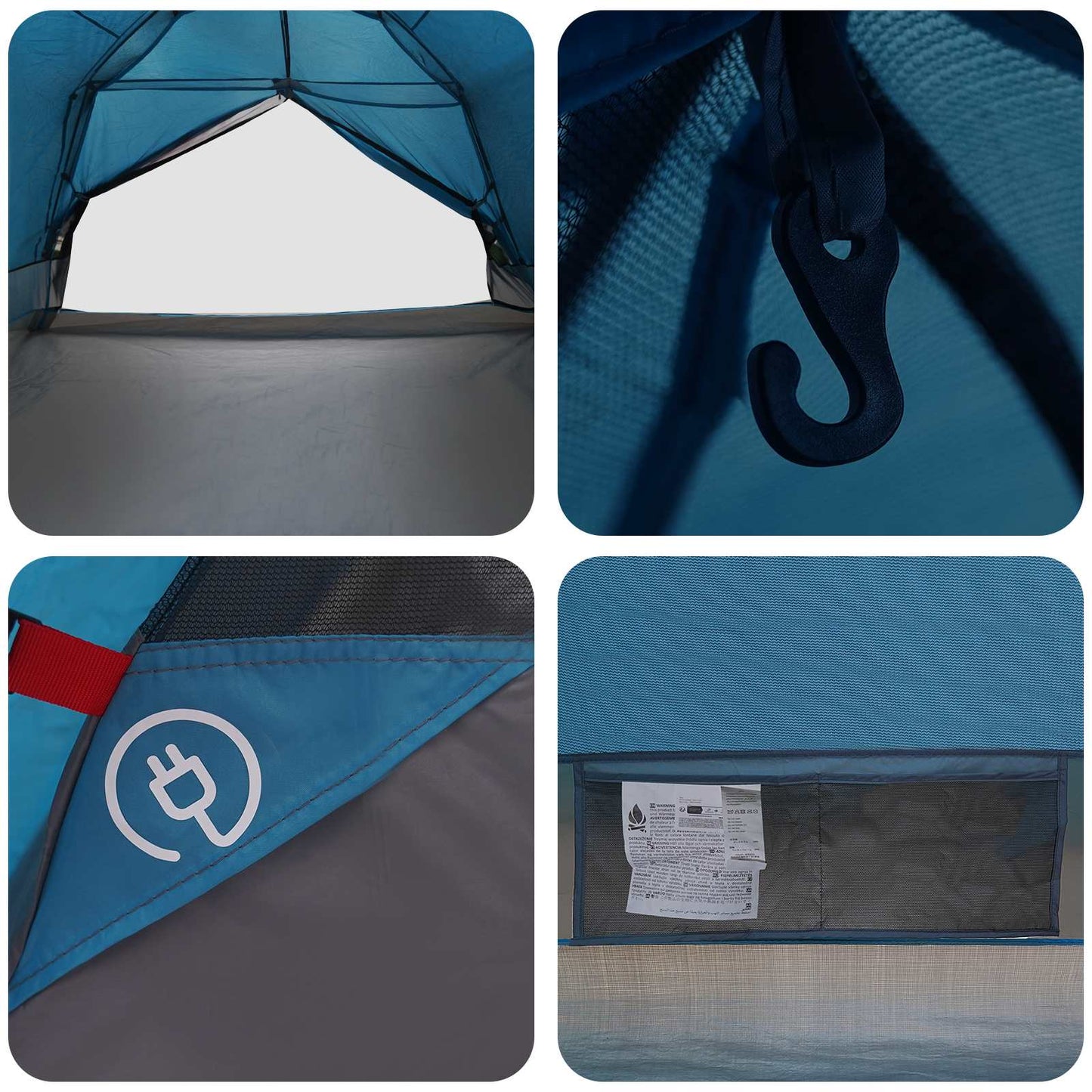 vidaXL Backpacking Tent 4-Person Blue 185T Polyester with PU Coating