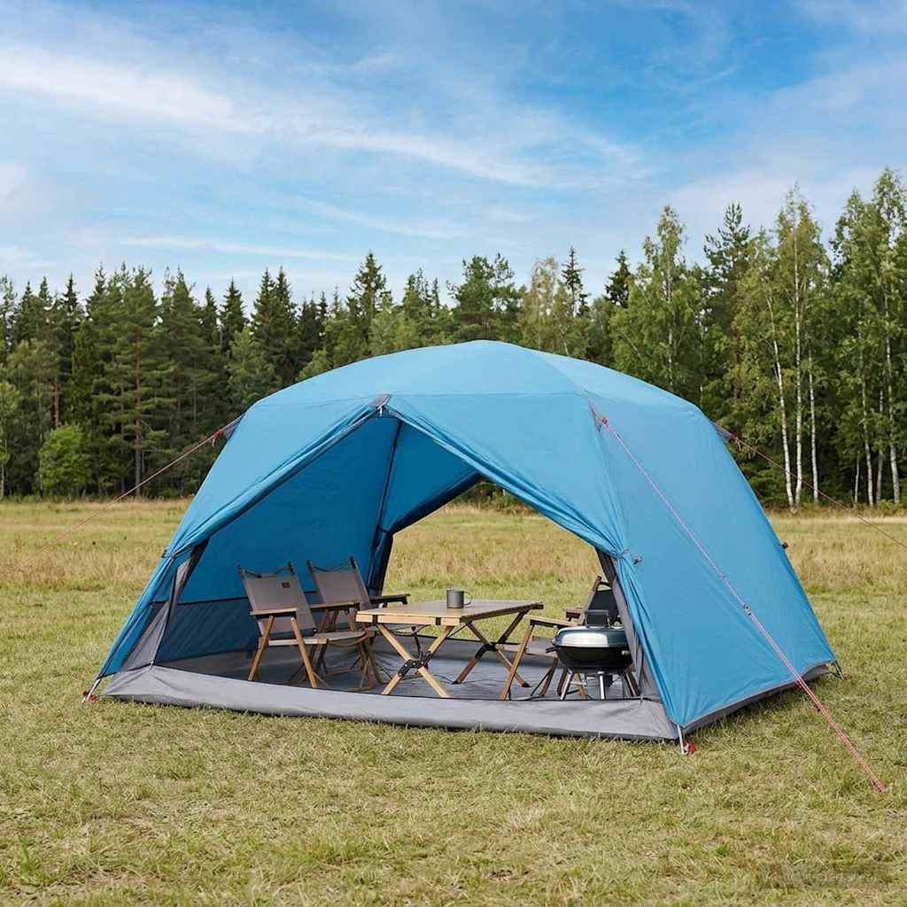 vidaXL Backpacking Tent 4-Person Blue 185T Polyester with PU Coating