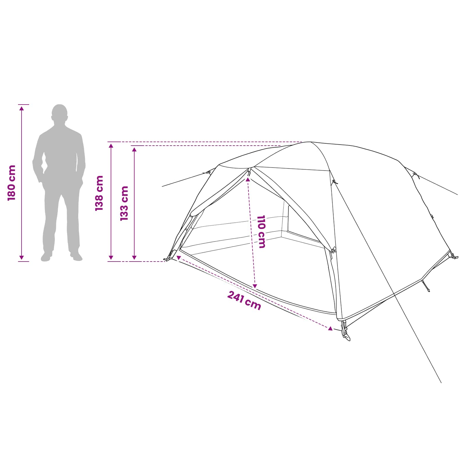 vidaXL Backpacking Tent 4-Person Blue 185T Polyester with PU Coating