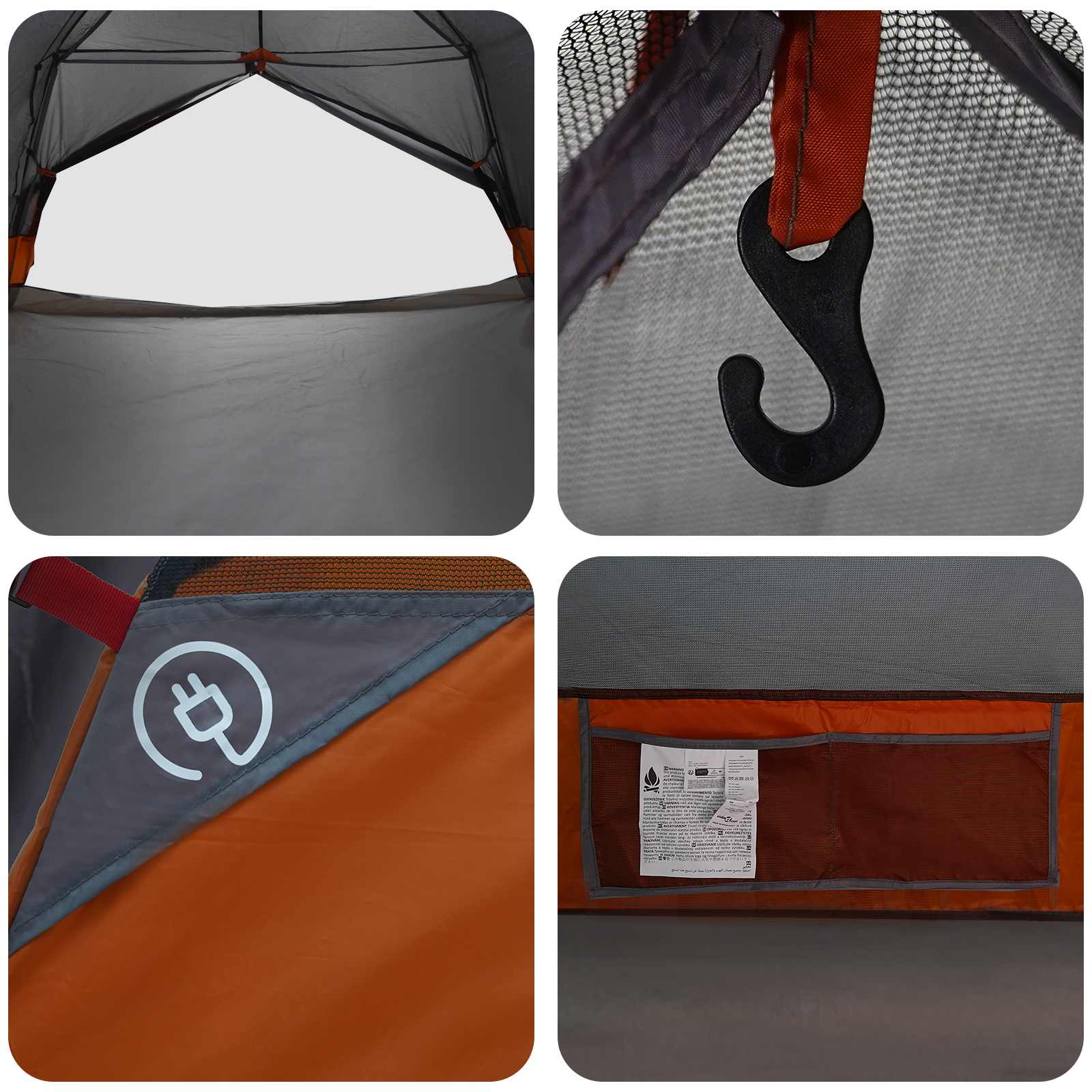 vidaXL Backpacking Tent 4-Person Grey and Orange
