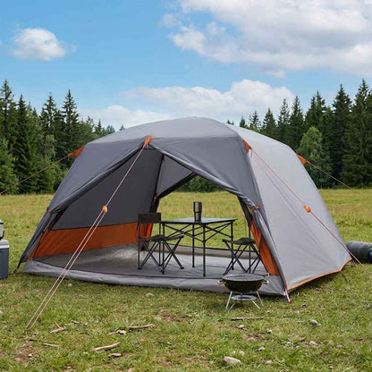vidaXL Backpacking Tent 4-Person Grey and Orange