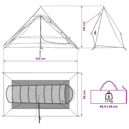vidaXL Backpacking Tent 222 x 85 x 125 cm Blue