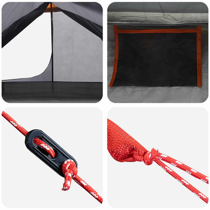 vidaXL Backpacking Tent 222 x 85 x 125 cm Grey and Orange