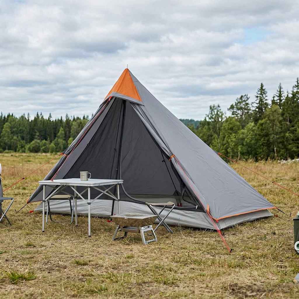 vidaXL Backpacking Tent 222 x 85 x 125 cm Grey and Orange