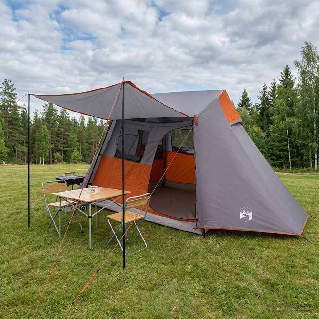 vidaXL Tunnel Tent Grey and Orange 475 x 220 x 192 cm