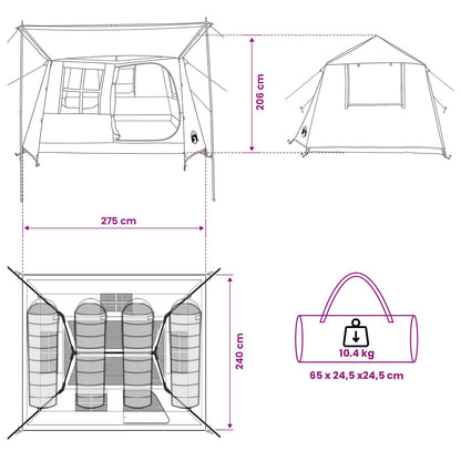vidaXL Tunnel Tent 275 x 240 x 200 cm Blue