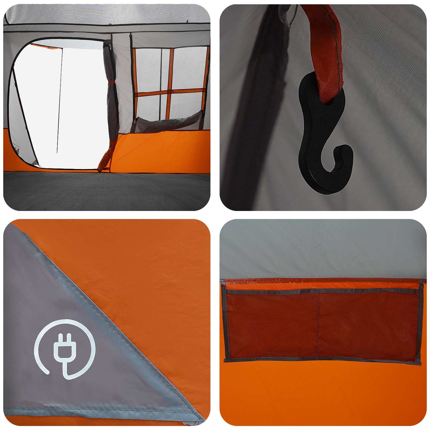 vidaXL Tunnel Tent 275 x 240 x 200 cm Grey and Orange